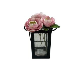 Hobby Lobby Black Metal Lantern Glass Insert Industrial Farmhouse Rustic Vase